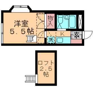 ビューシティ都賀Ⅱ(1K/2階)の間取り写真