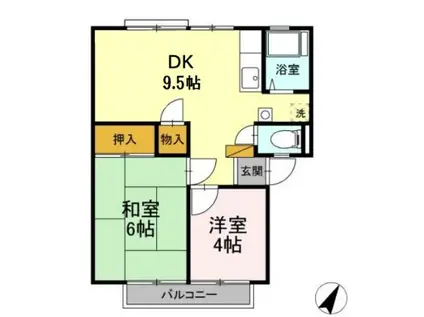 ヴィレッジ松本A棟(2DK/2階)の間取り写真