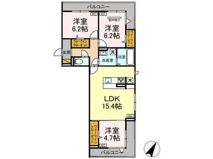 ガーベラ・グレイス(3LDK/2階)の間取り写真