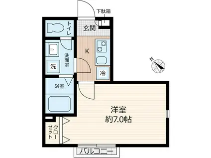 パステール・グラン桜木(1K/2階)の間取り写真