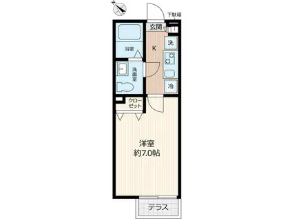 パステール・グラン桜木(1K/1階)の間取り写真