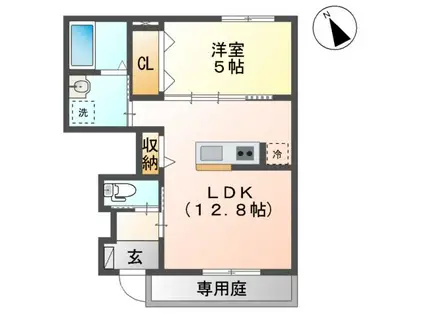 シェルル キクエイ(1LDK/1階)の間取り写真