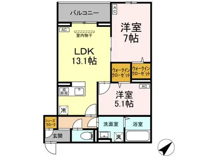 CLASSEUM都賀(2LDK/2階)の間取り写真