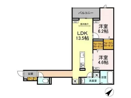 CLASSEUM都賀(2LDK/3階)の間取り写真
