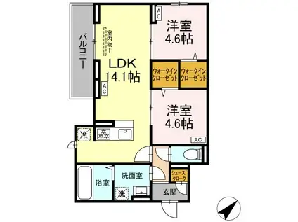 CLASSEUM都賀(2LDK/3階)の間取り写真