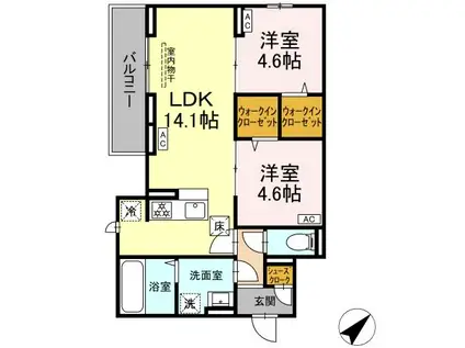 CLASSEUM都賀(2LDK/1階)の間取り写真