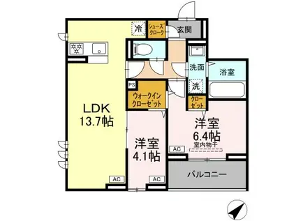 CLASSEUM都賀(2LDK/3階)の間取り写真