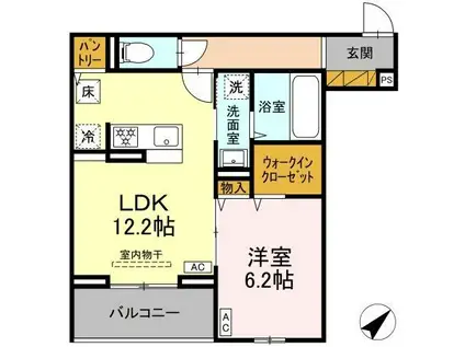 CLASSEUM都賀(1LDK/1階)の間取り写真