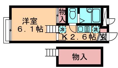 レオパレスオークスA(1K/1階)の間取り写真