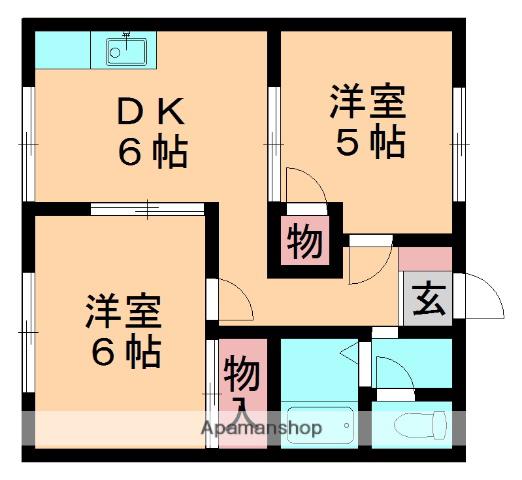 エステートピアR(2DK/1階)の間取り写真