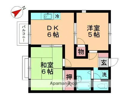 エステートピアR(2DK/2階)の間取り写真