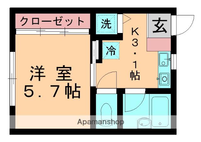 メゾン ド 若葉(1K/1階)の間取り写真
