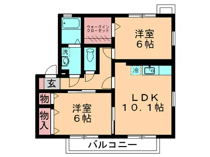 ピュア輝(2LDK/2階)の間取り写真