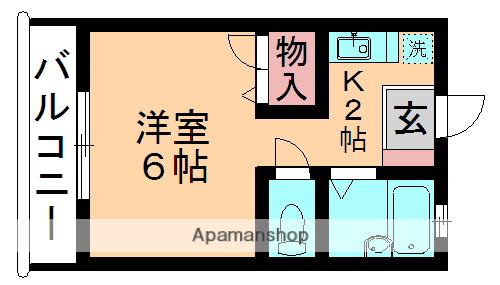 ラ・フォンテⅢ(1K/2階)の間取り写真