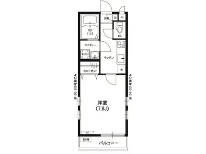 リブリ・祐光(1K/1階)の間取り写真