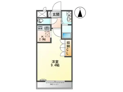 ティアラ(1K/1階)の間取り写真