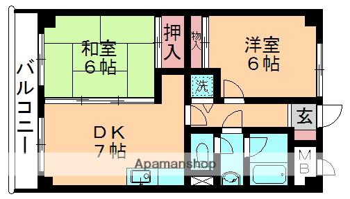 メゾンリヴィエール道場北(2DK/2階)の間取り写真