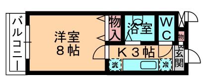 アレックス昱(1K/2階)の間取り写真