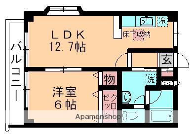 風のガーデンA(1LDK/1階)の間取り写真