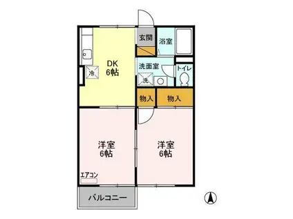メゾンシエール(2DK/1階)の間取り写真