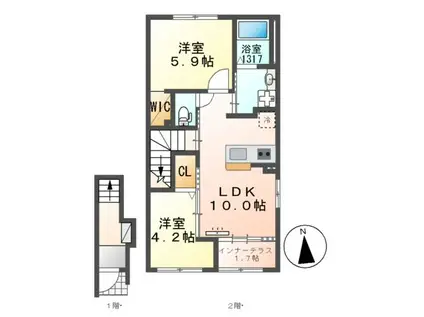 RAPS(2LDK/2階)の間取り写真