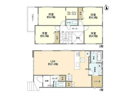 千葉都市モノレール 千城台駅 徒歩13分 2階建 築1年(4LDK)の間取り写真