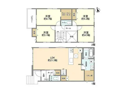 千葉都市モノレール 千城台駅 徒歩13分 2階建 築1年(4LDK)の間取り写真