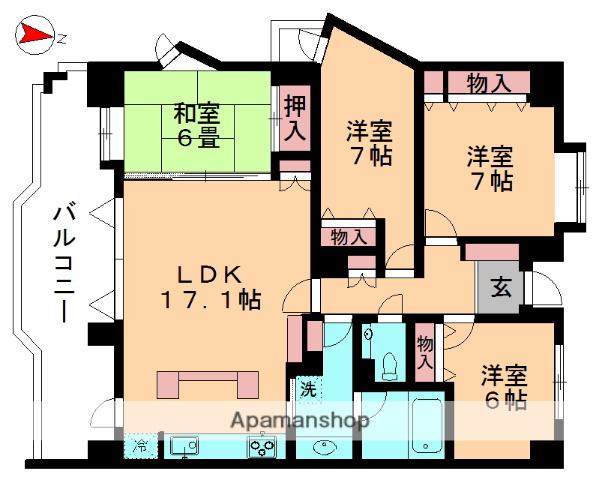 グランボア千葉ウィングアリーナ(4LDK/5階)の間取り写真