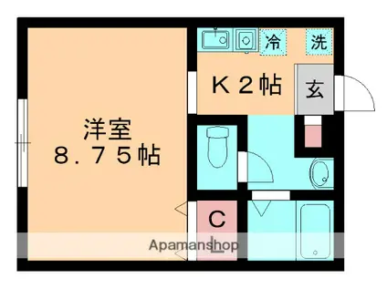 グリーンリーフ西都賀(1K/1階)の間取り写真
