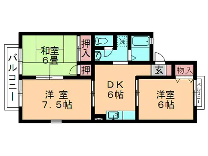 サンウエスト(3DK/2階)の間取り写真