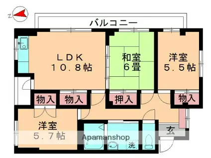 富士ビル(3LDK/2階)の間取り写真