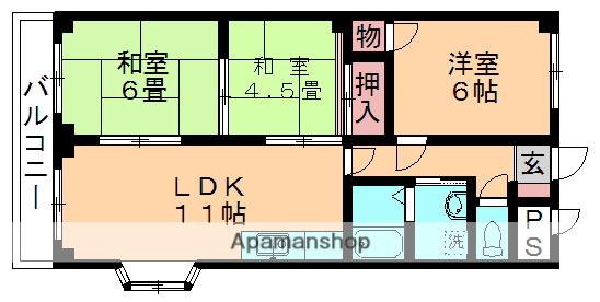 祐光ビル(3LDK/3階)の間取り写真