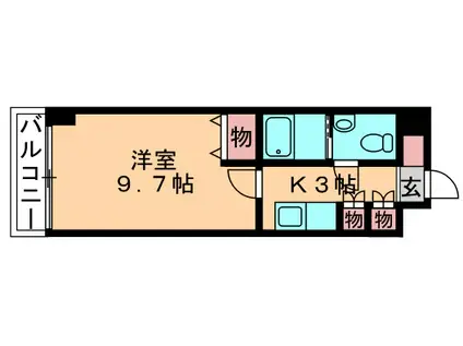 WILL DO 千葉新宿(1K/6階)の間取り写真
