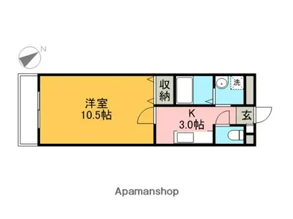 グリーンヴェール(1K/2階)の間取り写真