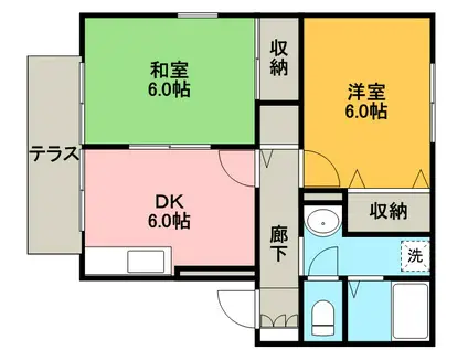 カーサ・ステラ(2DK/2階)の間取り写真