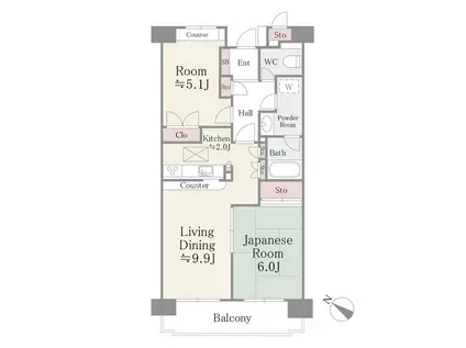 コースト・ヴィラ葛西臨海公園(2LDK/6階)の間取り写真