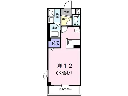 アンソレイエ(ワンルーム/2階)の間取り写真