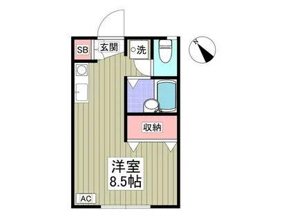 フロンティアⅠB棟(1K/1階)の間取り写真