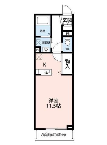 グラシア津田沼2(1K/3階)の間取り写真