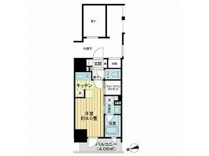 ライオンズ浅草橋ミレス(ワンルーム/7階)の間取り写真