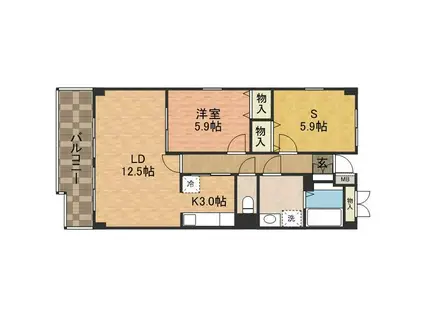 グランシャリオ(2LDK/4階)の間取り写真