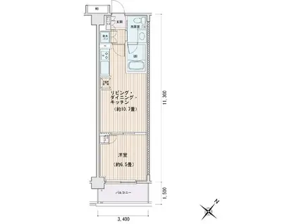 エスティメゾン豊洲レジデンス E棟(1LDK/6階)の間取り写真