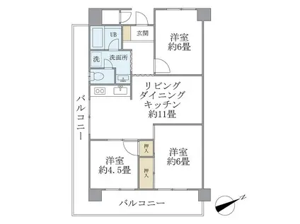 シャルムKカーサ(3LDK/7階)の間取り写真