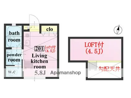 WOODY イースト -ウッディー イースト 江戸川区東小岩4(ワンルーム/2階)の間取り写真