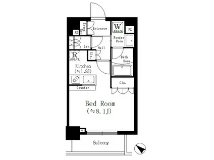 セレサ市川行徳(1K/1階)の間取り写真