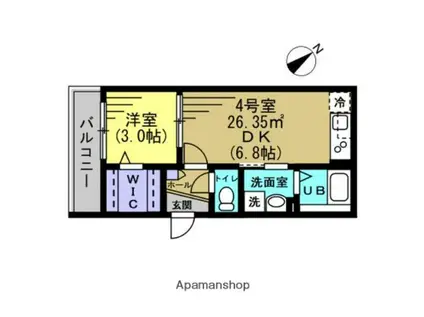 AJ西船橋(1DK/3階)の間取り写真