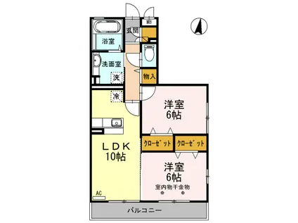 ソレアード(2LDK/3階)の間取り写真