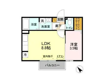 ジュネスハイツ(1LDK/2階)の間取り写真