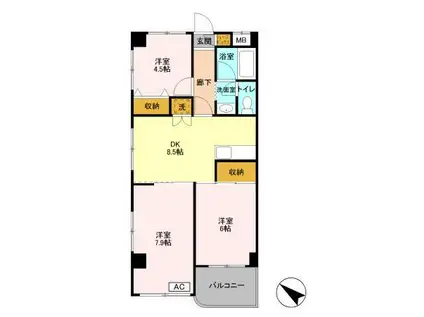 フロントアイランドハイツ(3DK/2階)の間取り写真