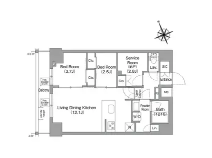 コンフォリア東葛西(2SLDK/7階)の間取り写真